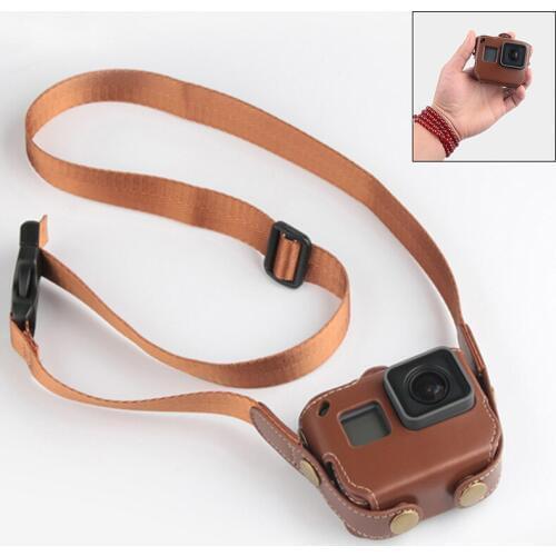 For GoPro Hero7/6/5 Black Camera Bag PU Leather Camera Bag Case with Shoulder Strap for Go Pro Hero(2018) 7 6 5 Cam Accessories