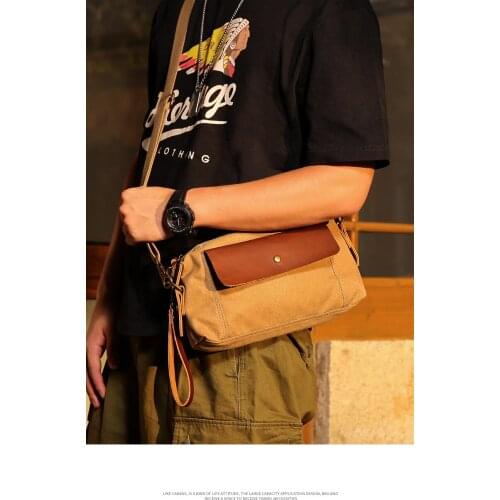 Canvas Mens Bag Crossbody Fashion Brand Youth New Shoulder Bag Casual Japanese Small Backpack Clutch Mobile Phone Bag Clutch
