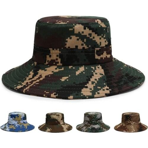 Camouflage Tactical Men Bucket Cap Boonie Hats Camo US Army Caps Summer Outdoor Sun Hats Fishing Hunting Panama Caps
