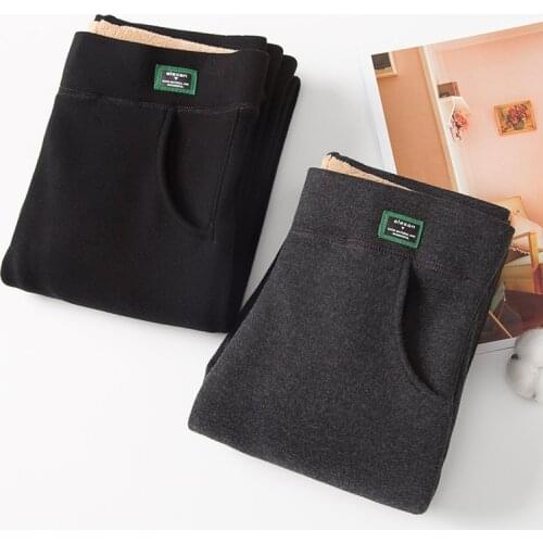 Korean Pockets Cotton Thicken Fleece Leggings Women Workout High Waist Fitness Winter Warm Stretch Cashmere Leggings Pants