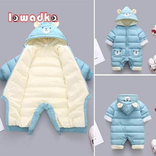 Lawadka Winter Warm Baby Girl Boy Romper Down Cotton Newborn Long Sleeve Clothes Cartoon Infant Clothing Jumpsuit 0-18Month 2021