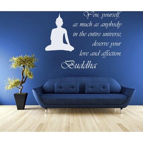 Buddha Meditation Wisdom Yoga Quote Vinyl Wall Sticker Art Home Decor for Living Room Bedroom Studio Decals Removable Mural 4778