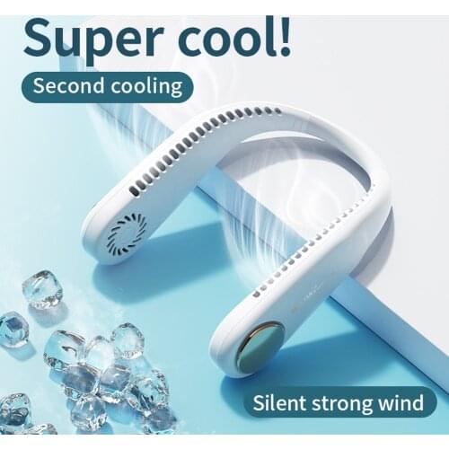 Mini Neck Fan Portable Bladeless USB Rechargeable Mute Hands-free Fans Air Cooler Summer Outdoor Sports Wearable Neckband Fans