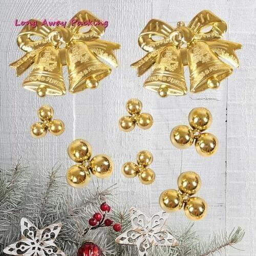10pcs/Pack Fashion Plastic Christmas Jingle Bells Pendants Charms Jingle Gold Colorful Loose Beads Xmas DIY Jewelry Crafts