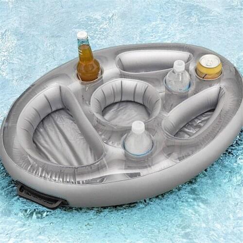Inflatable Drink Holder Floating Tray Pool Float Bucket Cup Holder Beer Cooler Table Beverage Holder Outdoor Boating Accessories
