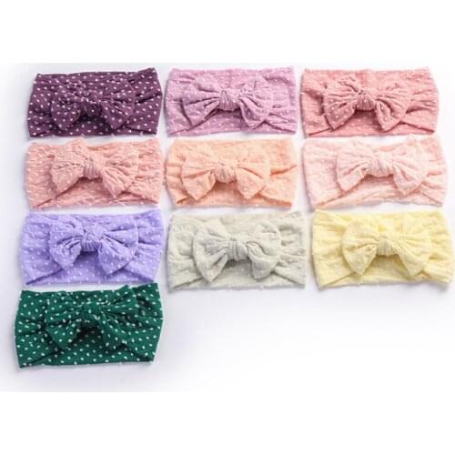 Nylon Headbands for Baby Big Bows Girls Soft Scrunchies Children Traceless Dot Turban Wide Summer Headwraps Infants Headdress