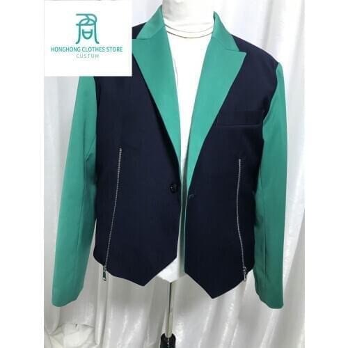 2020 New color contrast Mosaic suit jacket pull original design chain design short suit jacket [custom] S-6XL!SIZE