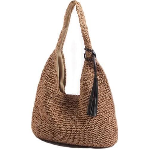 New All-match Hobo Style One-shoulder Travel Handbag Summer Vacation Large Capacity Beach Bag INS Woven Straw Bag IL00596