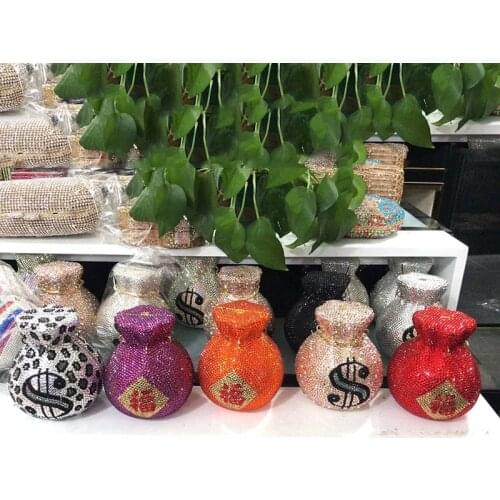 New Purple/Red/Leopard Patter Full Diamond Money Clutch Bag XIYUAN 2021 FU Letter Wedding Party Handbags High Ladies Clutches