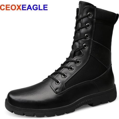 New Sport Army Men Combat Tactical Boots Outdoor Hiking Desert Black Leather Ankle Boots Military Male Combat Shoes Botas Hombre