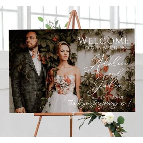 New Wedding Props Photo Background Stage Background Welcome Decoration Decoration Wedding Wooden Art Standing Card