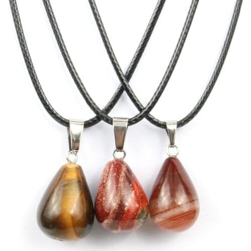 Wholesale Natural Stone Pendant Necklace Jewelry for Women Men Drop Water Shape Crystal AgateNecklace Good Quality Necklace