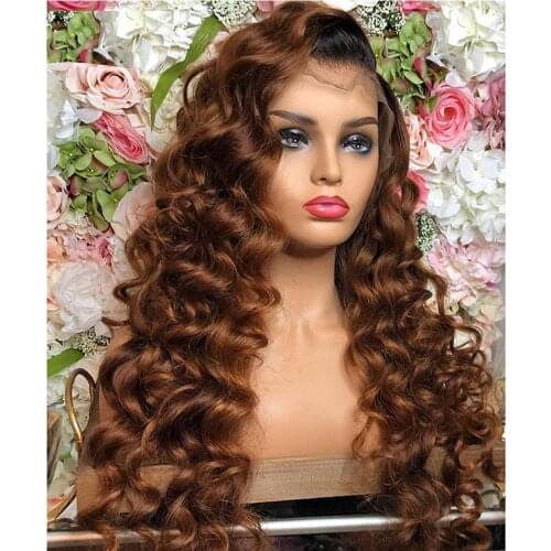 Ombre Chestnut Brown Deep Body Wave Lace Wig For White Women With Baby Hair Glueless Human Remy Hair Preplucked Brazilian Daily