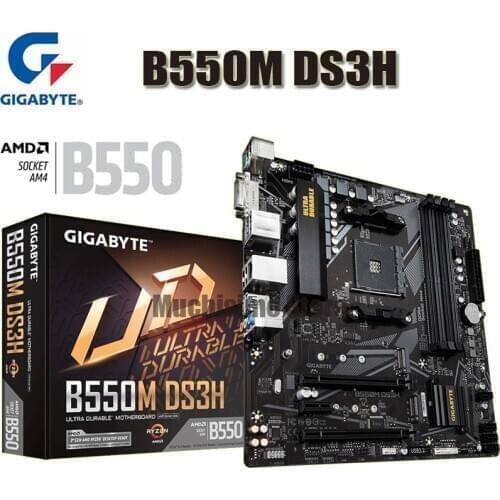 Socket AM4 Gigabyte B550M DS3H Motherboard AMD B550 DDR4 128GB PCI-E 4.0 M.2 Desktop B550 Placa-Mãe AM4 HDMI-compatible New