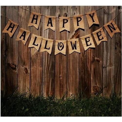 Handmade Chic Happy Halloween Ghosts Party banner Boo decoration Rustic hessian party garland Halloween Photo Prop backdrop