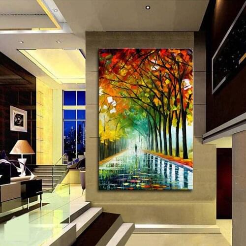 HandPainted Palette Knife Tree Painting Modern Art Abstract Landscape Oil Painting On Canvas Handmade For Living Room Home Decor