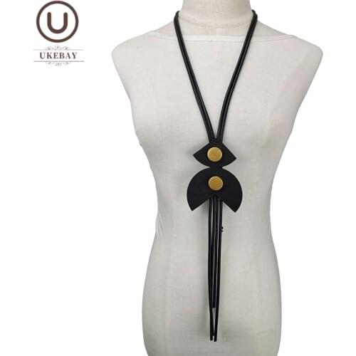 UKEBAY Handmade Rubber Jewelry Bohemia Style Necklaces Women Pendant Necklace Long Statement Chain Gold Bead Accessories Jewelry