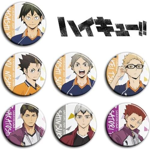 1pc 58MM Haikyuu!! Hinata Koushi Badge Iron Metal Brooch Sport Pins Icons