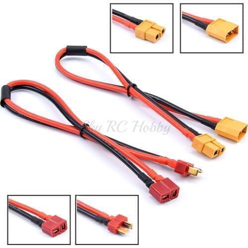 1PCS Female Deans T / XT60 plug to Male XT60/T Connector Adapter 14AWG 300mm 30cm Extension Cable Leads Adapter For RC Parts