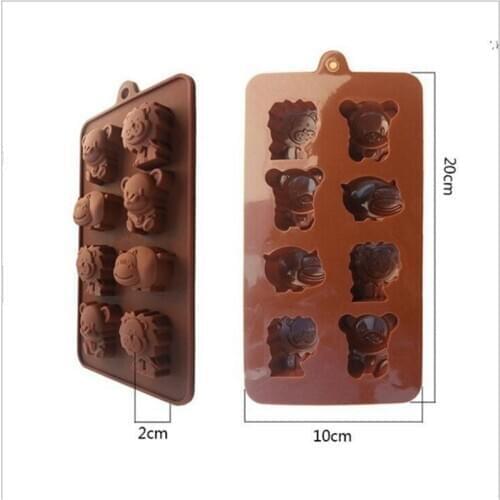 1pcs DIY Bakeware Kitchen Bake Pastry Tools Safety Silicone Mold 8 Groove Animals Shape Chocolate Cookies Molds Lion Hippo Bear
