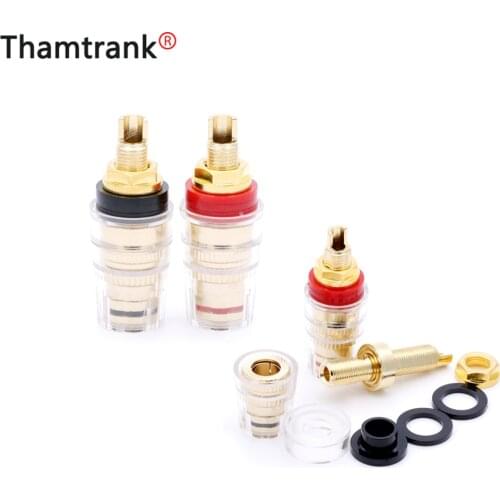 10pcs/5pairs Brass Gold Plated 4MM Banana Plug Terminal Binding Post for Speaker Amplifier High Quality Red and Black