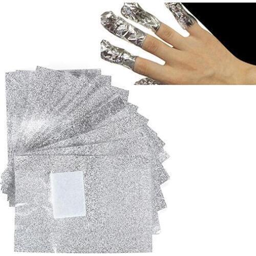 100 Pcs Aluminium Foil Nail Art Soak Off Acrylic Gel Polish Nail Removal Nail Wraps Remover Polish Manicure Tool Easy Cleaner