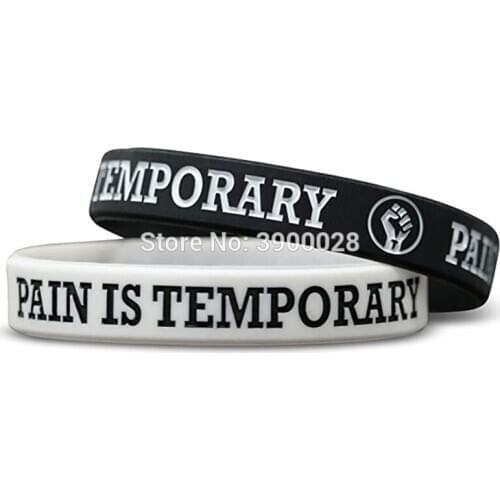 300pcs Pain Is Temporary Silicone Wristband Bracelet Free Shipping By DHL