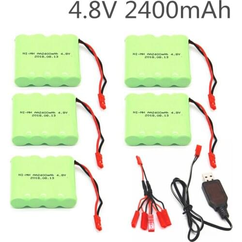 4.8V 2400mAh Ni-MH Battery With 5in1 Charger For Remote Control Toys Lighting Electric Tool AA Group RC TOYS Battery Group JST