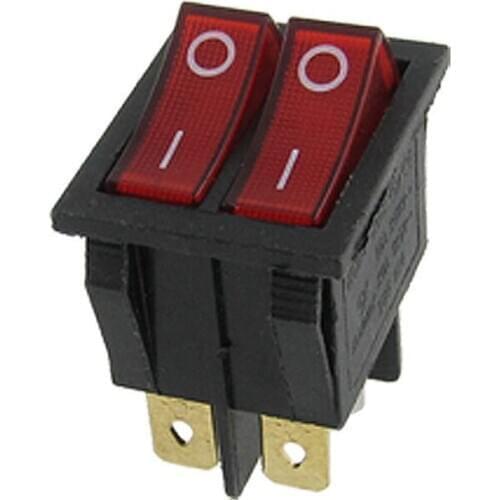 5 Pcs x Red Light Illuminated Double SPST ON/OFF Snap IN Boat Rocker Switch 6 Pin