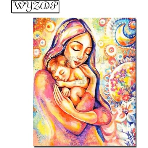 5D Diamond painting Mother and Child Picture Full Square/Round Diamond Embroidery Mosaic Cross stitch Gift Kits decorWYZ20200414