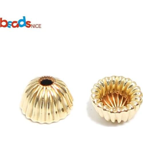 Beadsnice Gold Filled Bead Caps for DIY Jewelry Making Half Beads Jewelry Findings ID39886