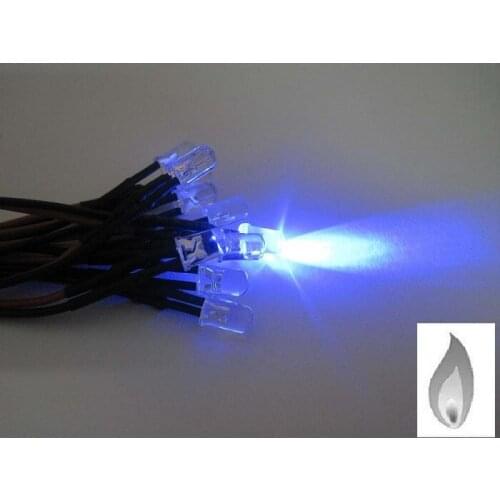Free shipping 25pcs 5mm Blue Flicker 12V Pre-Wired Water Clear LED Leds Candle Light 20CM