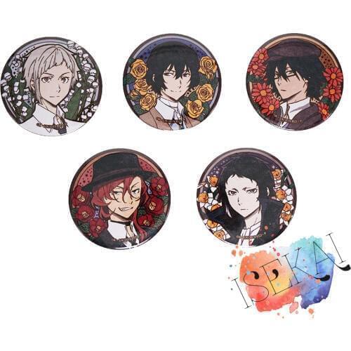 Bungo Stray Dogs Anime Art Nouveau Series Cazary Atsushi Nakajima Dazai Osamu Badge Brooch Pins