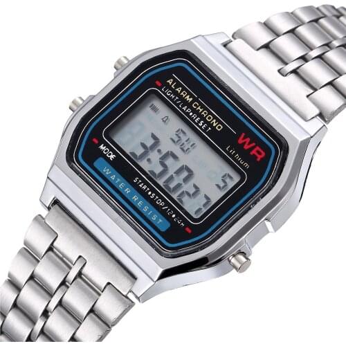 Women Men Unisex Watch Gold Silver Black Vintage LED Digital Sports Military Wristwatches Electronic Digital Present Gift Male