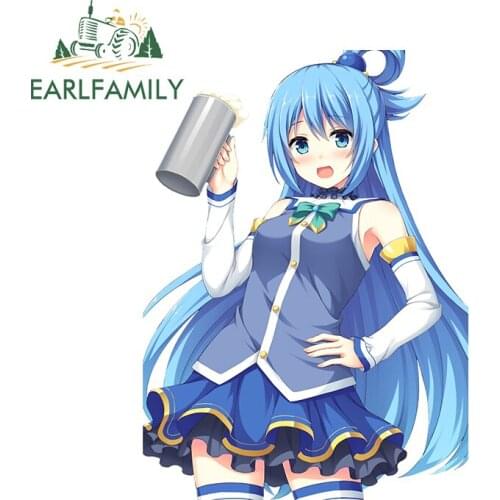 EARLFAMILY 13cm x 9.8cm For Aqua KonoSuba Anime Car Sticker Occlusion Scratch DIY Decal Auto Air Conditioner Vinyl Car Wrap