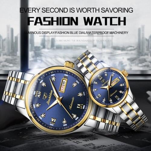 JSDUN 2021 New Luxury Fashion Couple Watch top Brand Automatic Couple Watch Calendar Men And Women Sapphire Waterproof Watch
