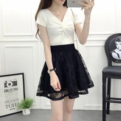 Dress fashion high waist lace skirt sweet lovely girl dance miniskirt Cosplay college uniform skirt anti stray multi functional