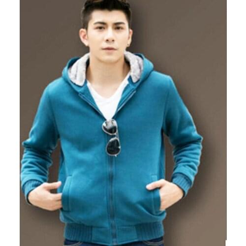 COLDKER new winter Hoodie cashmere male mens casual Hoodie cashmere Hoodie with arm warm coat casual
