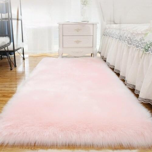 Fluffy Soft Hairy Carpet For Bedroom Living Room Modern Area Rug Artificial Fur Red Carpet Around Girl Children Room Decoration