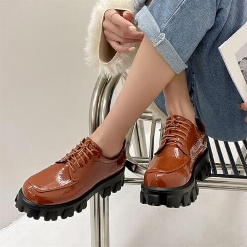 PXELENA Hot Retro British Women Oxfords Lace Up Chunky Platform Thick Sole Creepers Punk Rock Gothic 2021 Spring Plus Size 34-43