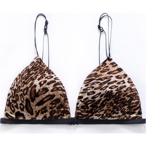 Sexy Lopard Push Up Bras Bralette Lace Wireless Triangle Cup Women Lingerie Soft Bra Seamless Underwear Deep V Girls Gather