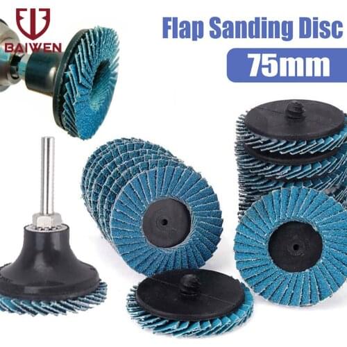 3" Flat Sanding Grinding Wheel Zirconia Alumina Roll Lock Sanding Discs 80 Grit Flap Type R Roloc Wheels for Wood Metal Plastic