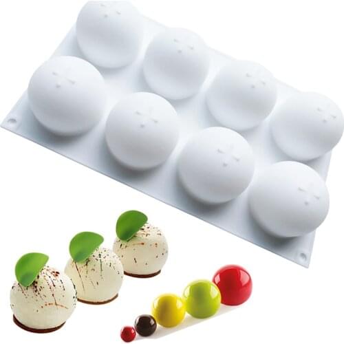 8 Holes 3D Sphere Ball Silicone Mold Spherical Mousse Cake Mold Dessert Decoration Mold Cake Decoration Tools Cake Tools