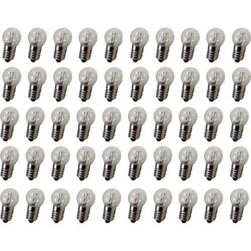 DC 50pcs E10 1.5V 2.5V 3.8V 6V 12V 0.3A Warm White LED Bulb Light Bulbs Miniature Screw Base