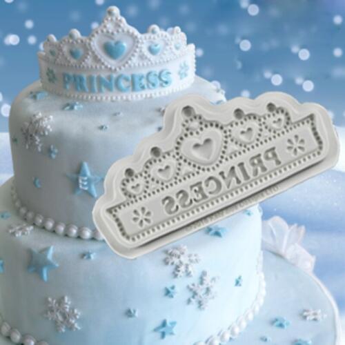 Princess Tiara Banner Molds Fondant Cake Decor Tools Silicone Molds Sugarcraft Chocolate Baking Tools for Cakes Gumpaste Form