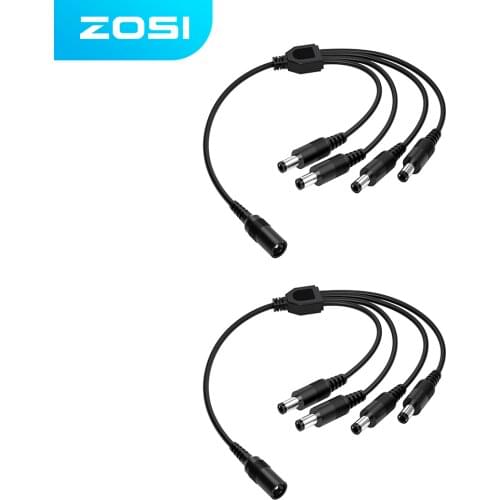 ZOSI BNC Connector Video Surveillance Video Recorder CCTV DVR 1-to-4 Power Cable Connection with Adapter Security Cameras