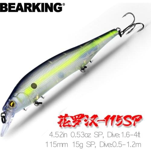 BEARKING 115mm 15g Weight System Top Fishing Lures Minnow Crank Wobbler Quality Fishing Tackle Hooks SP Tungsten for Fishing