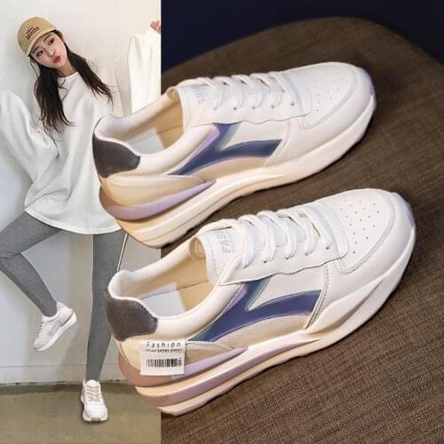 2021 Spring Luxury Brand Women Sneakers Lace Up Women Flat Shoes Chunky Heel Platform Sneakers Women Sport Shoes