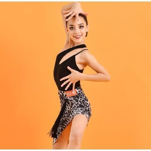 Sexy Latin Dance Costume For Girls Tap Dance Clothes Leopard Dance Skirt Set American Clothing Salsa Faldas Latina Ropa JL1312