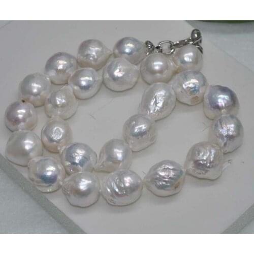 11-12MM REAL HUGE SOUTH SEA WHITE BAROQUE PEARL NECKLACE 18